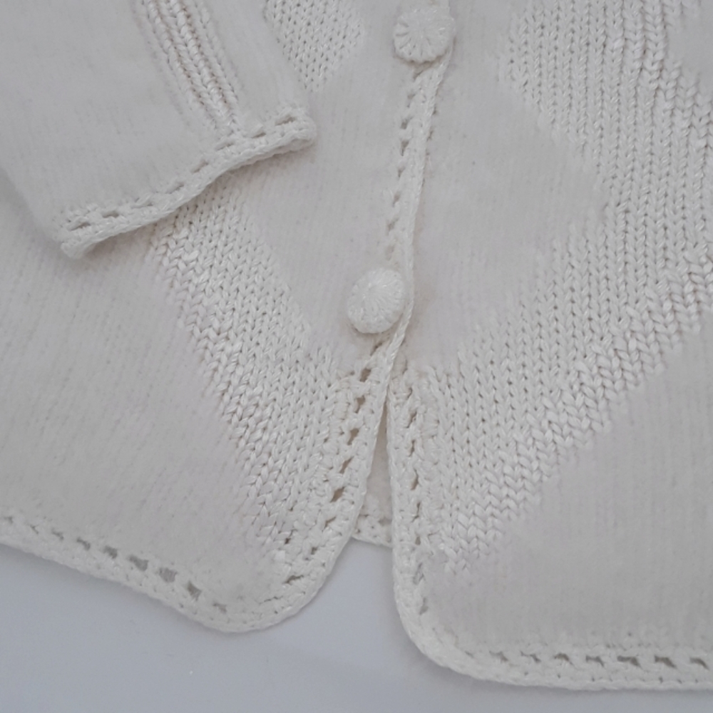 SOLD. Jacques Daniel. Angora Wool-Blend Knit Cardigan. Off-White. Small - Picture 12 of 16
